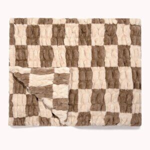 NWT Lola Blanket in Mocha Check, Size Large (60" x  72") (Harmony Beus Collab)